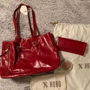 HOBO Women's Red Leather Handbag NEVER USED